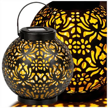 Dekoratyvinis saulės energijos LED žibintas, juodas, metalinis, 22 cm