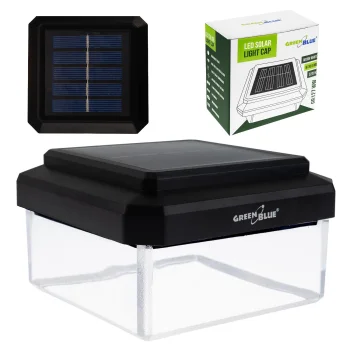 Soliarinis tvoros stulpo LED šviestuvas GreenBlue GB128 WW, 100x100 mm, juodas