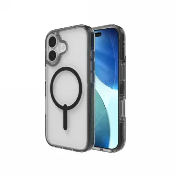 ZAGG Santa Cruz Snap MagSafe dėklas iPhone 17 telefonui, skaidrus juodas
