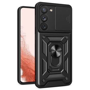 Hurtel Hybrid Armor Camshield Case for Samsung Galaxy S23, Black