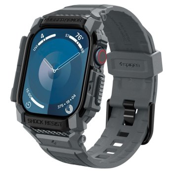 Spigen Rugged Armor Pro dėklas-dirželis, skirtas Apple Watch 10 46mm, pilkas
