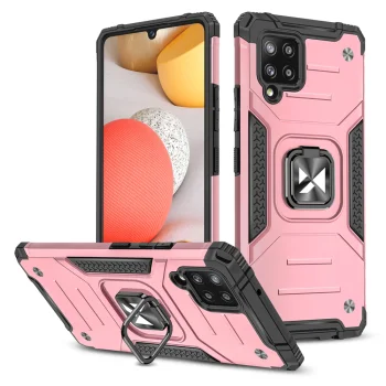 Wozinsky Ring Armor dėklas telefonui Samsung Galaxy A42 5G su žiedu ir stovu, rožinis