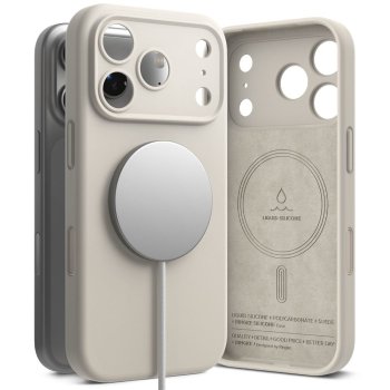 Ringke iPhone 17 Pro Silicone Magnetic MagSafe Case, Beige
