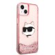 Karl Lagerfeld dėklas iPhone 14 Plus / 15 Plus su blizgučiais, rožinis