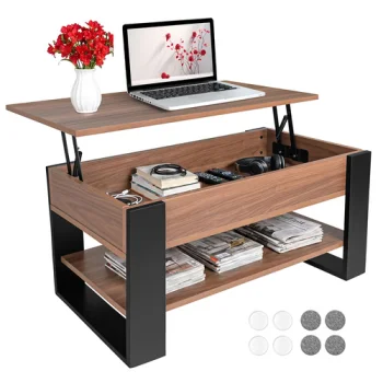 Ruhhy Coffee Table with Lift Top, 92x51x47-61 cm, Oak/Black