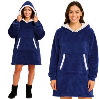 Ruhhy 26147 Oversized Hoodie Blanket with Hood XXL, Navy Blue