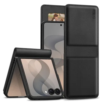 Atverčiamas dėklas Tech-Protect Wallet, Samsung Galaxy Z Flip 8, juodas