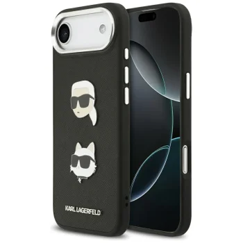 Karl Lagerfeld iPhone Air Case Grained Karl & Choupette Pins, Black