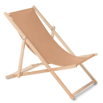 Greenblue GB183 Classic Beech Wood Deck Chair, Cappuccino