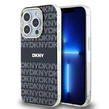DKNY dėklas iPhone 13 / 13 Pro IML Mono & Stripe MagSafe, juodas