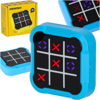 Nešiojama elektroninė žaidimų konsolė „Kryžiukai-nuliukai“ 4-in-1, mėlyna