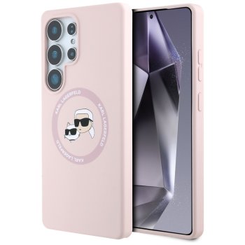 Karl Lagerfeld Silicone Double Heads And Circle MagSafe Case for Samsung Galaxy S25 Ultra Pink