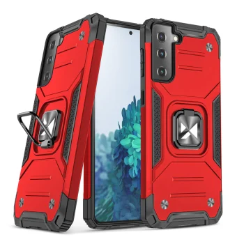 Hibridinis dėklas Wozinsky Ring Armor telefonui Samsung Galaxy S22+ su žiedu ir stovu, raudonas