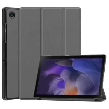 Samsung Galaxy Tab A8 10.5 (2021) (2022) (SM-X200/X205) Trifold Stand PU Leather Hard Protective Cover Case, Grey