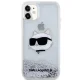 Karl Lagerfeld iPhone 11 / XR dėklas Liquid Glitter Choupette Head, sidabrinis