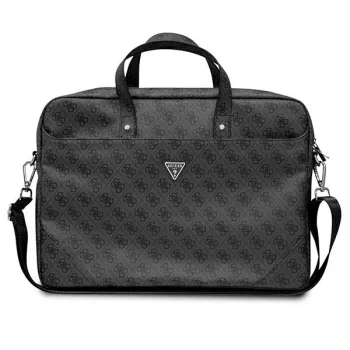 Guess Saffiano 4G Triangle Logo krepšys nešiojamam kompiuteriui iki 16", juodas