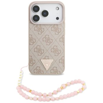 Guess 4G Strap Triangle Logo MagSafe dėklas skirtas iPhone 17 Pro, rožinis