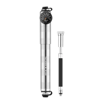 Dviračio pompa Rockbros HQ-67A-L03 su manometru, iki 160 PSI, sidabrinė