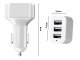 Automobilinis įkroviklis su 3x USB jungtimis (1.1A, 2.1A, 3.1A), baltas / sidabrinis