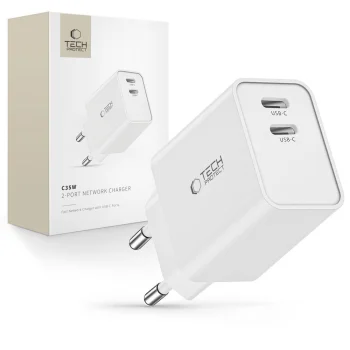 Tech-Protect C35W Wall Charger 2x USB-C PD 35W - White