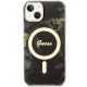 Guess dėklas iPhone 14 telefonui Golden Marble MagSafe, juodas