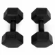 Šešiakampiai svarmenys MOVEPRO 2x3 kg, fitneso hantelių rinkinys, juodi