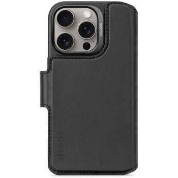 Decoded Leather Detachable Wallet MagSafe dėklas iPhone 16 Pro, juodas