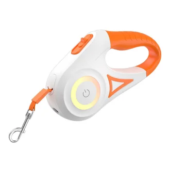 Automatinis šuns pavadėlis Rojeco RQYS-04 LED 5 m, balta ir oranžinė