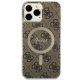 Guess dėklas iPhone 13 Pro Max telefonui 4G MagSafe, rudas