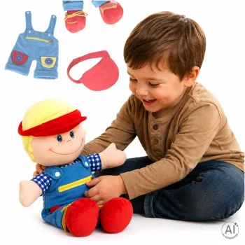 Mokomoji medžiaginė lėlė rengimosi mokymuisi Berniukas 48 cm