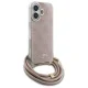 Guess iPhone 16 dėklas Crossbody Cord 4G Print, rožinis