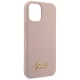 Guess iPhone 12 mini dėklas Silicone Script Gold Logo, šviesiai rožinis