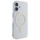 Guess dėklas iPhone 16 Plus telefonui IML Glitter Circle MagSafe, skaidrus