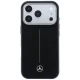 Mercedes Leather Semi Wrap Iconic Line MagSafe dėklas iPhone 17 Pro, juodas