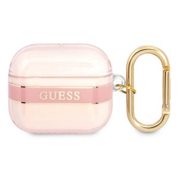 Guess Strap Collection dėklas, skirtas AirPods 3 (Rožinis)