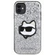 Karl Lagerfeld dėklas iPhone 11 / XR Glitter Choupette Patch, sidabrinis