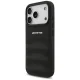 Mercedes AMG dėklas iPhone 17 Pro telefonui Leather Debossed Lines, juodas