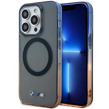 BMW dėklas iPhone 14 Pro telefonui Gradient Bumper MagSafe, pilkas