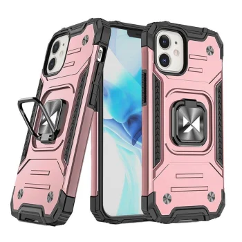 Wozinsky Ring Armor dėklas telefonui iPhone 14 Plus su žiedu ir stovu, auksinis