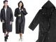 Waterproof Rain Poncho for Adults with Hood, Lightweight Packable Raincoat, Black