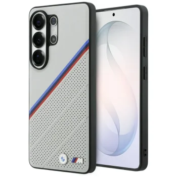 BMW Tricolor Metal Logo MagSafe dėklas telefonui Samsung Galaxy S26 Ultra, pilkas