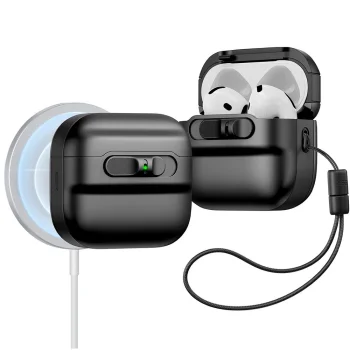 ESR Pulse HaloLock MagSafe dėklas ausinėms AirPods 4, juodas