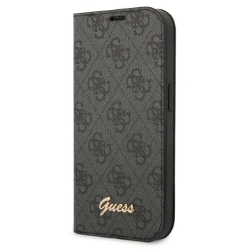 Guess iPhone 14 Wallet Case 4G Vintage Gold Logo, Black