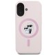 Karl Lagerfeld Silicone Karl&Choupette Heads MagSafe dėklas iPhone 16 Plus, rožinis