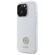 Guess Silicone Logo Strass 4G dėklas, skirtas iPhone 16 Pro Max, baltas