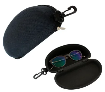 Hard Glasses Case with Zipper, Black
