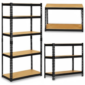 Humberg Metal Storage Shelving Unit 183x90x40 cm, Black