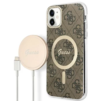 Guess GUBPN61H4EACSW dėklo ir įkroviklio rinkinys iPhone 11, rudas