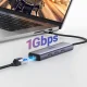 Ugreen CM512 6-in-1 USB-C šakotuvas (3x USB 3.0, HDMI, RJ45, USB-C PD), pilkas