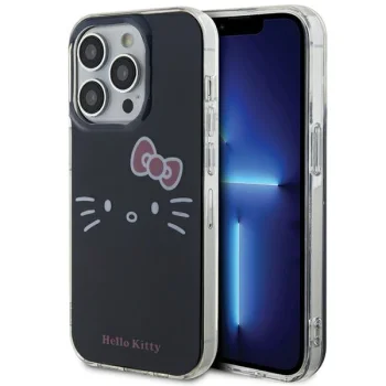 Hello Kitty iPhone 15 Pro Max dėklas IML Kitty Face, juodas